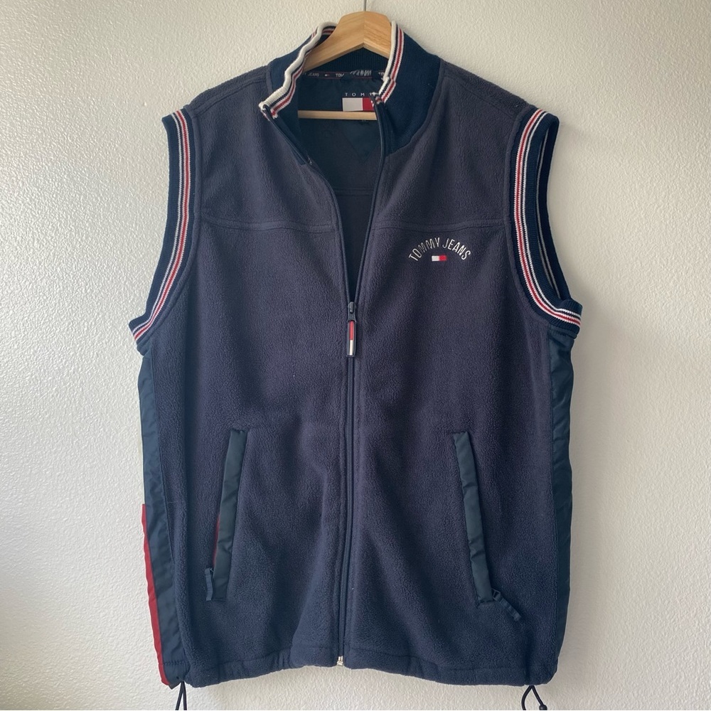 Vintage Tommy Hilfiger Jeans Fleece Zip Up Vest Jacket Men's Large